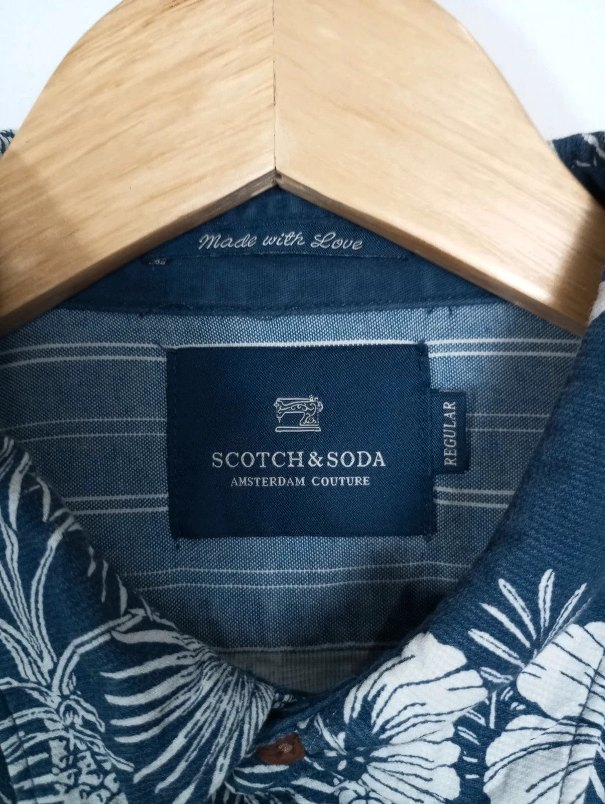 camisa hawaiana azul manga larga de flores Scotch & soda talla XL