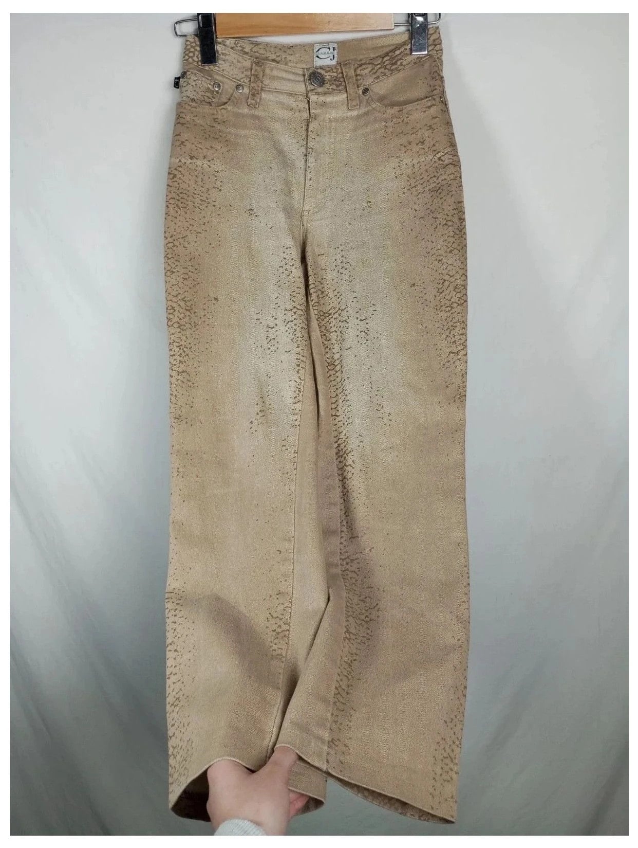 pantalón just cavalli jeans beige con estampado serpiente talla 34