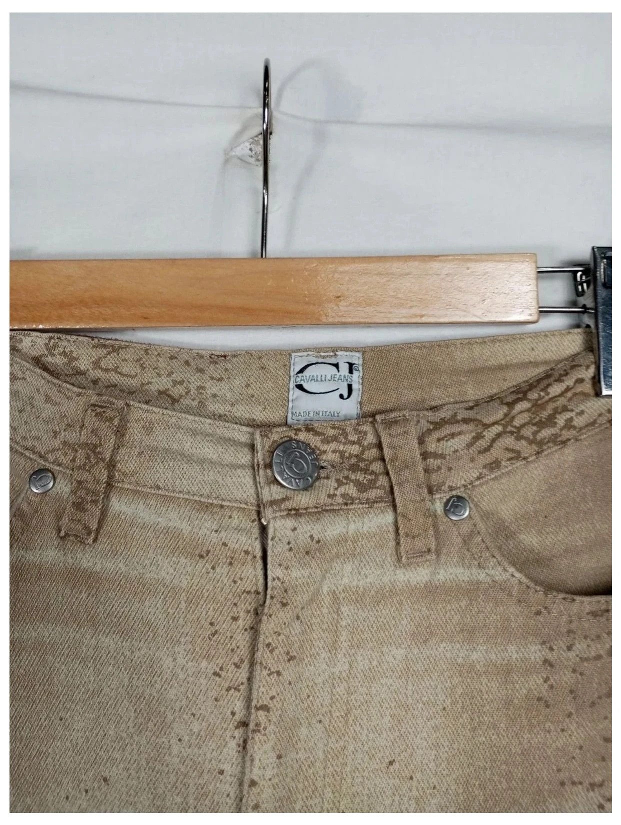 pantalón just cavalli jeans beige con estampado serpiente talla 34