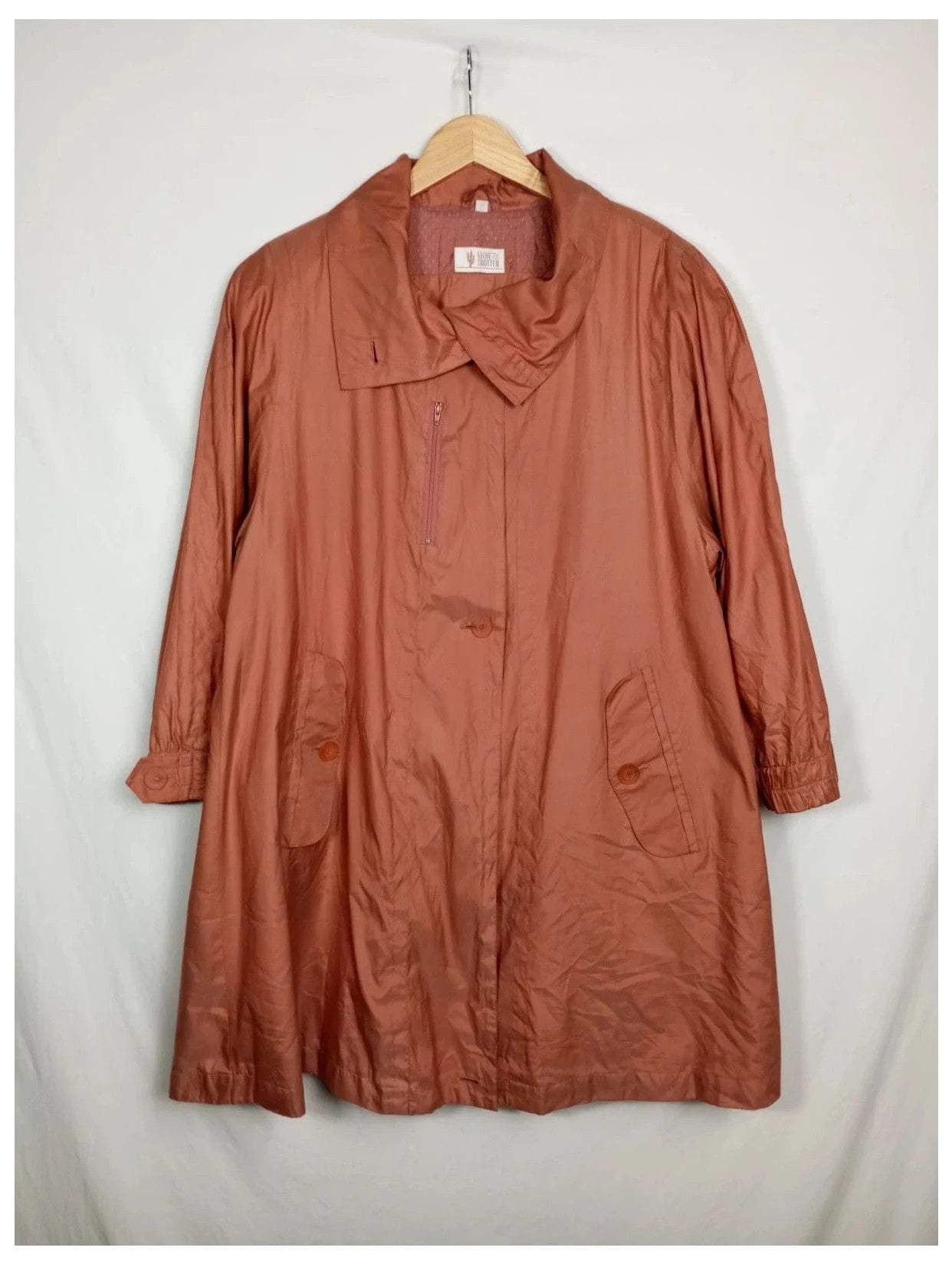 Gabardina vintage naranja coral salmón talla L