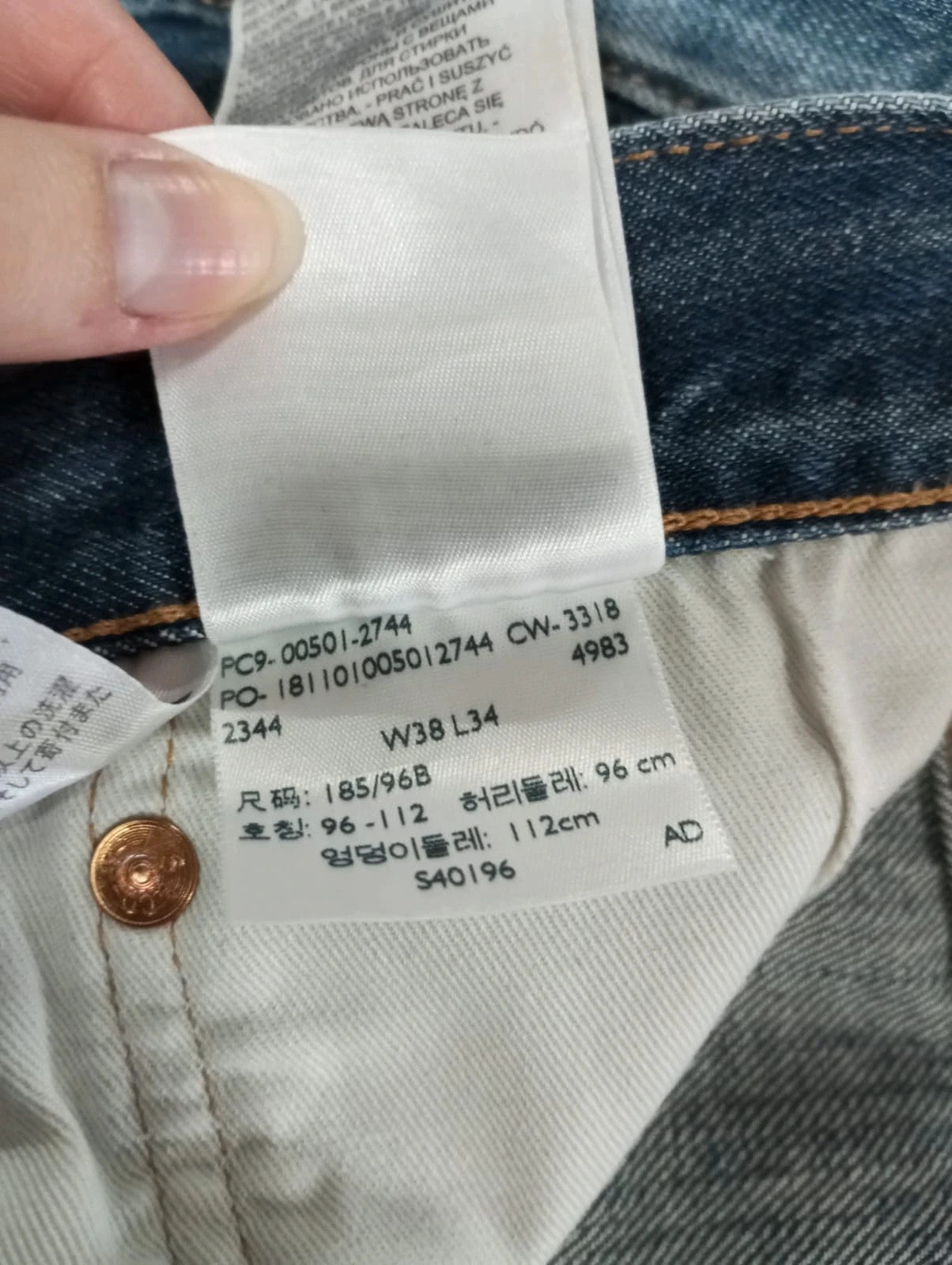 Levis azul 501 w38 l34 talla 48 pantalones vaqueros