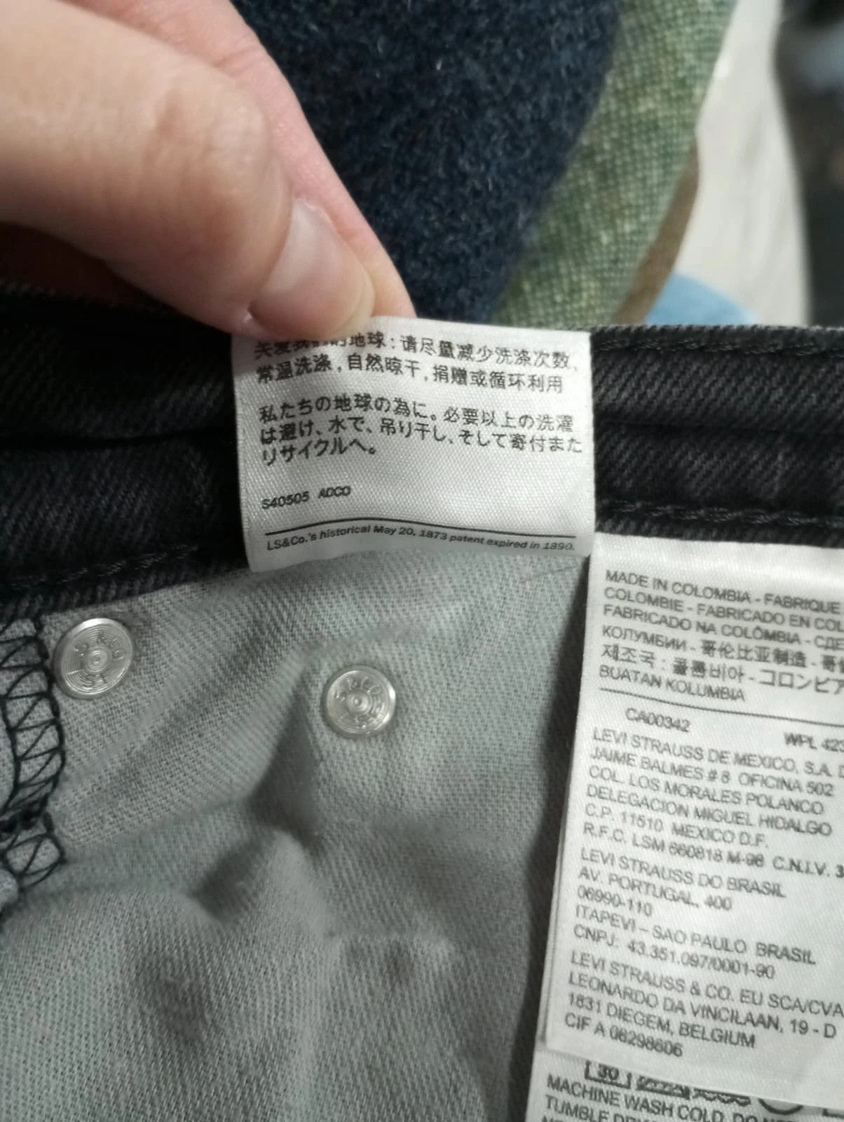 Levis negro 522 w34 l30 talla 44 pantalones vaqueros