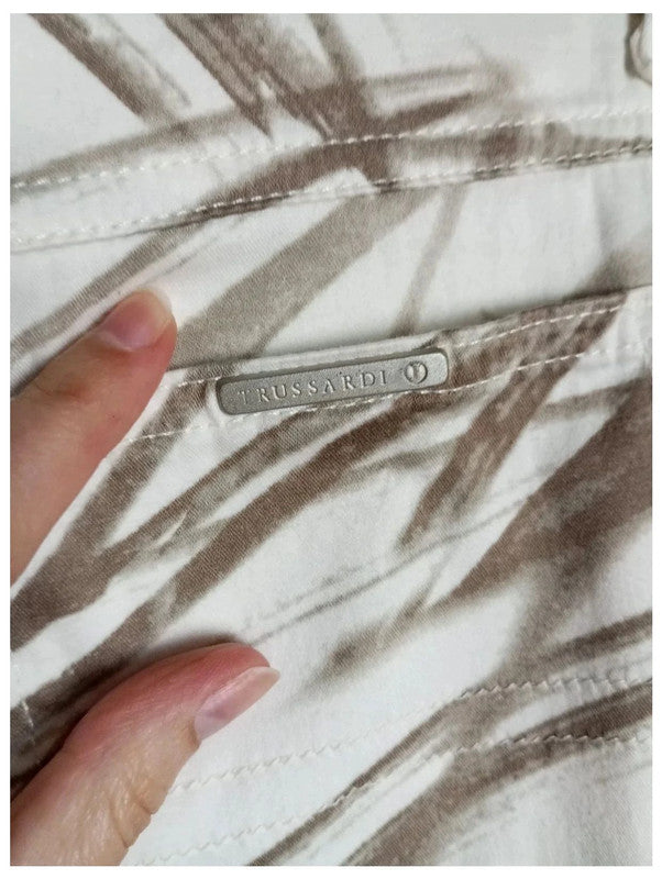 pantalón blanco rayas marrones trussardi talla 24 (UK) o talla 34 España