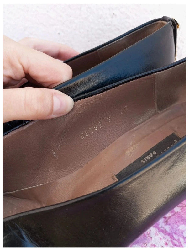 zapato de tacón cuero negro pierre cardin talla 40