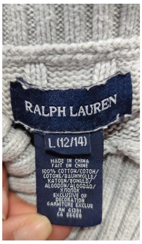 Vestido Jersey manga corta gris Ralph Lauren talla 12/14 años.