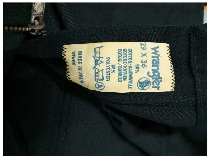 pantalón de campana deadstock vintage wrangler bluebell negro 29x36 talla 34