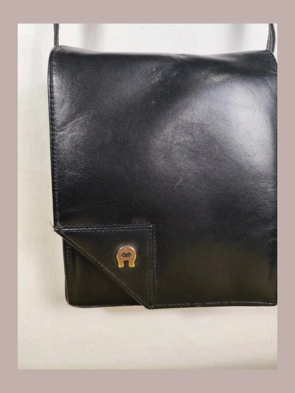 Bolso negro piel vintage Etienne Aigner cajita