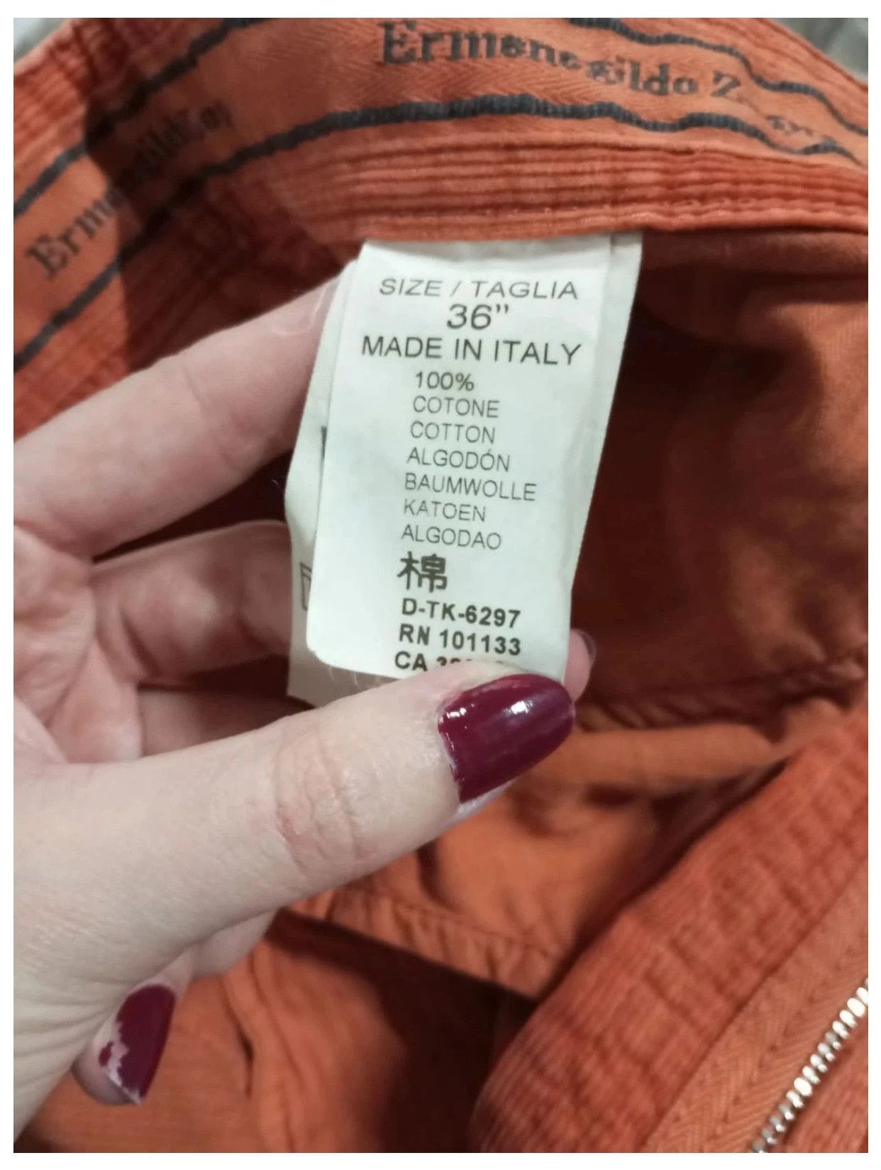 pantalón pana color teja ermenegildo zegna