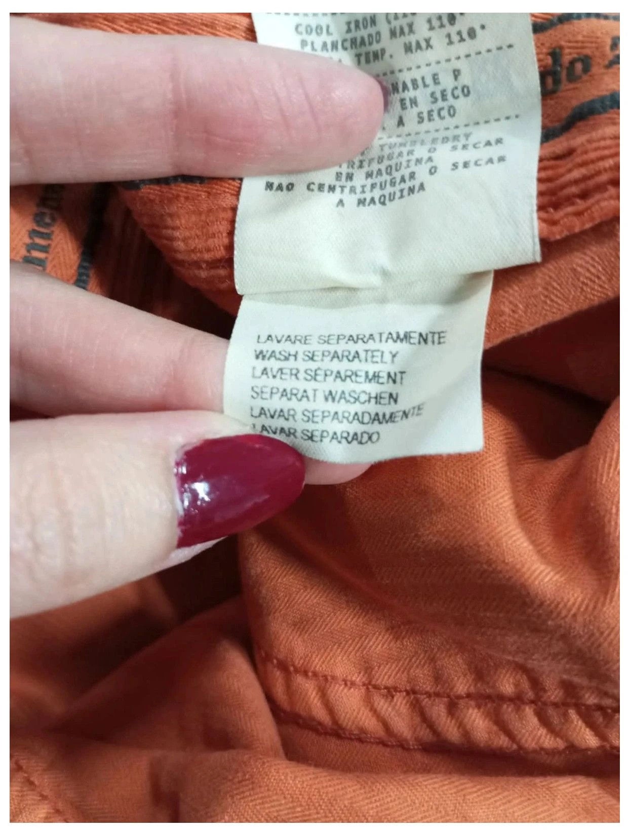 pantalón pana color teja ermenegildo zegna