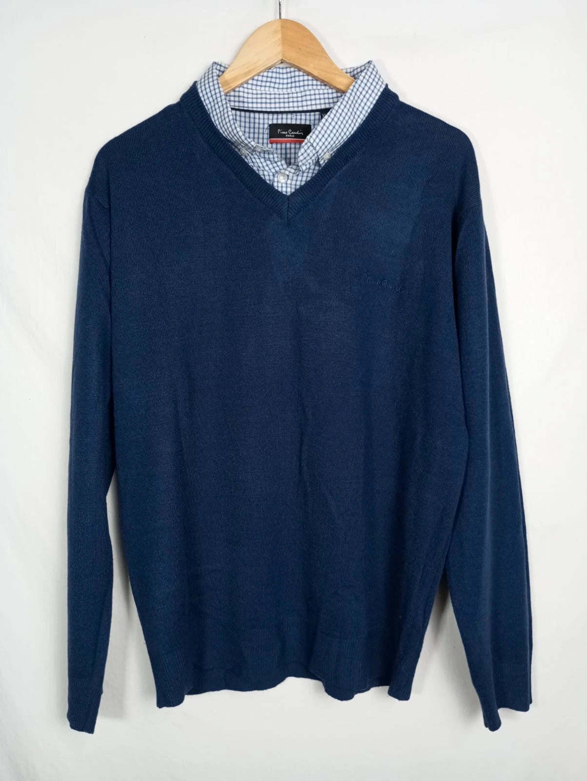 jersey pierre cardin azul marino efecto camisa talla XL