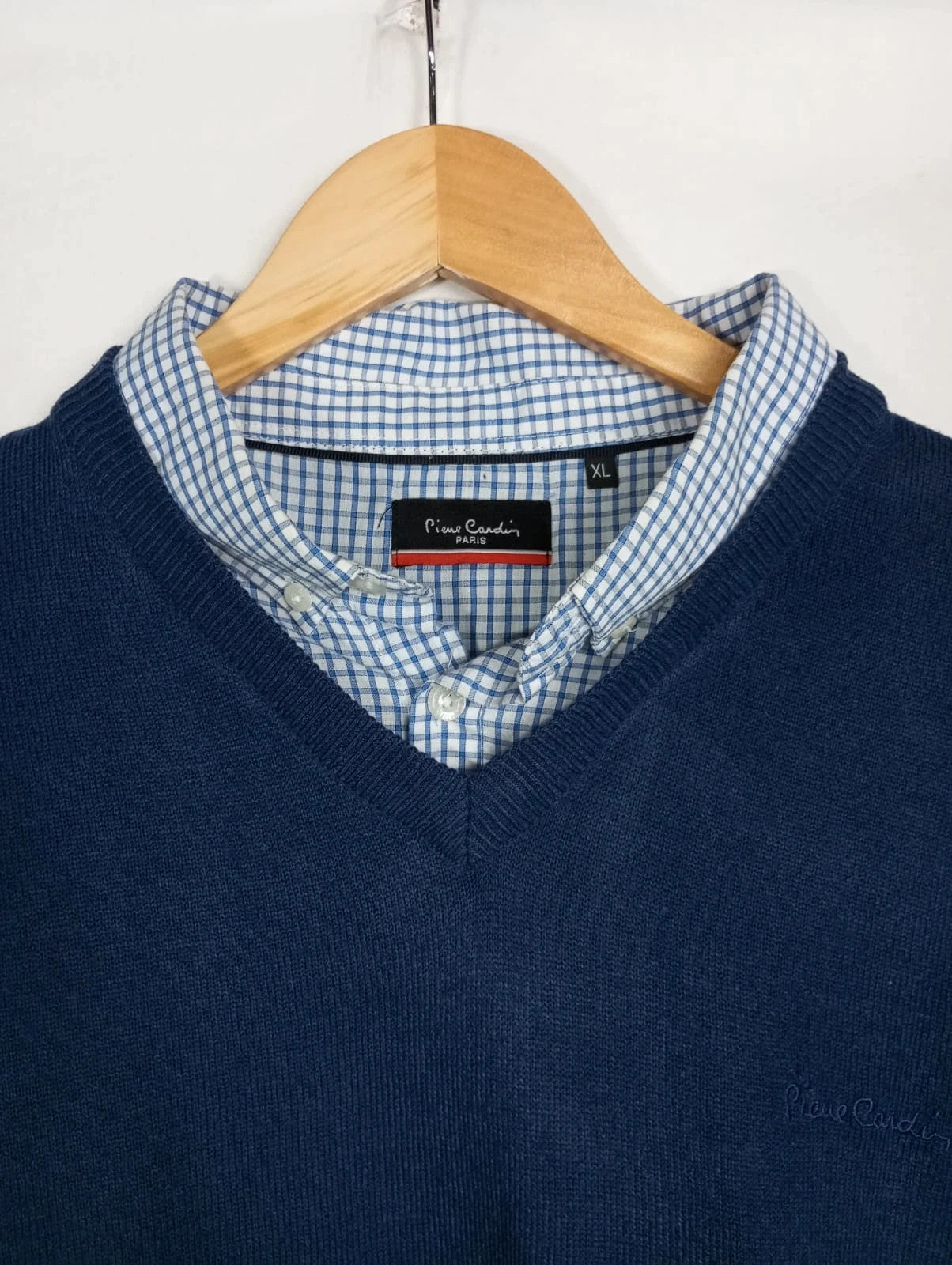 jersey pierre cardin azul marino efecto camisa talla XL