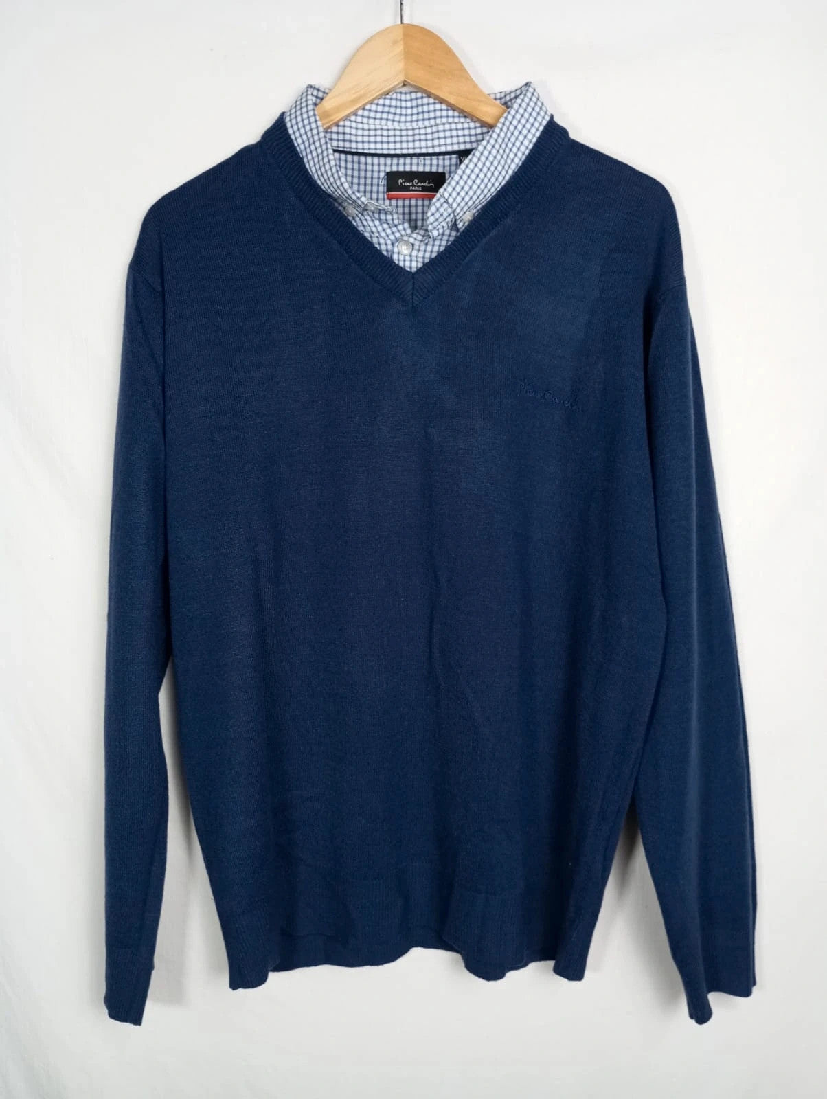 jersey pierre cardin azul marino efecto camisa talla XL