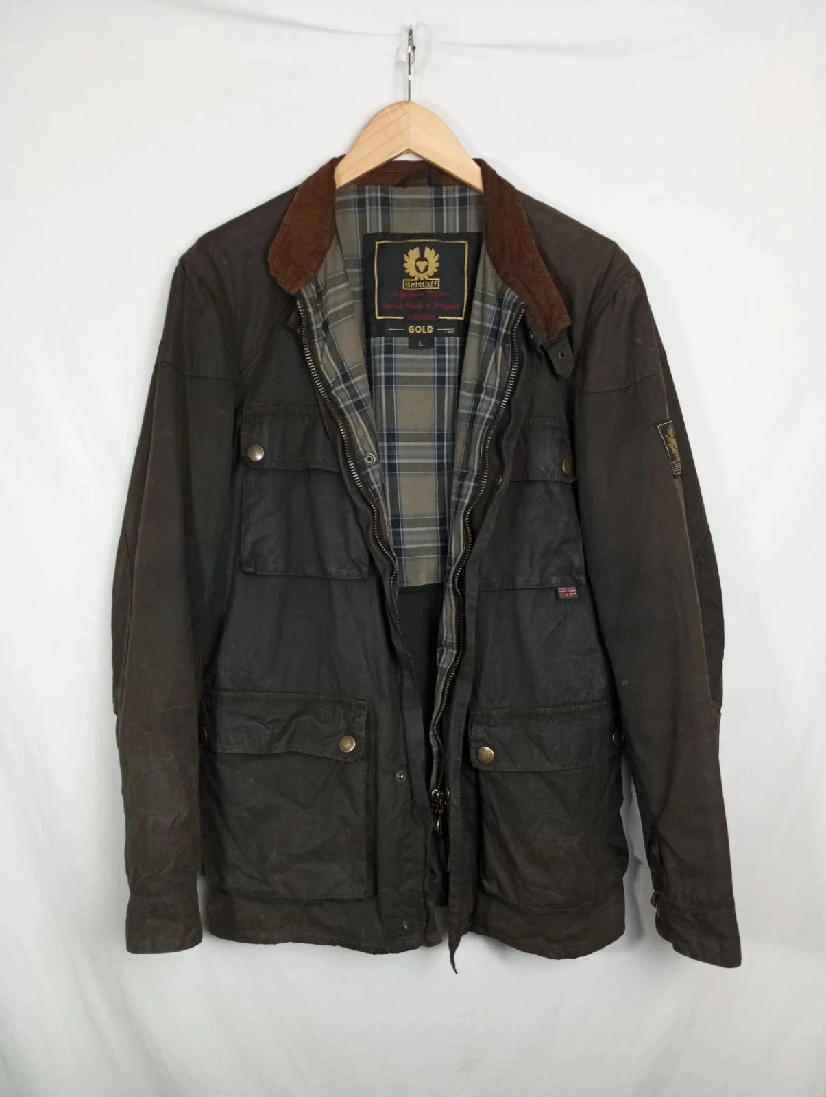 Chaqueta de algodón encerado belstaff label gold talla L