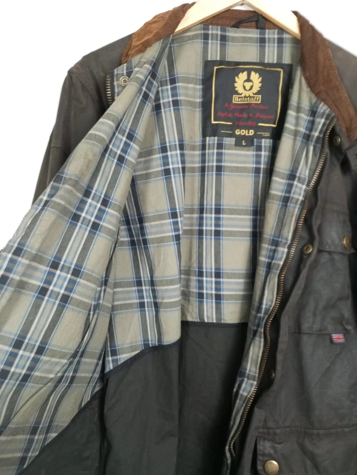 Chaqueta de algodón encerado belstaff label gold talla L