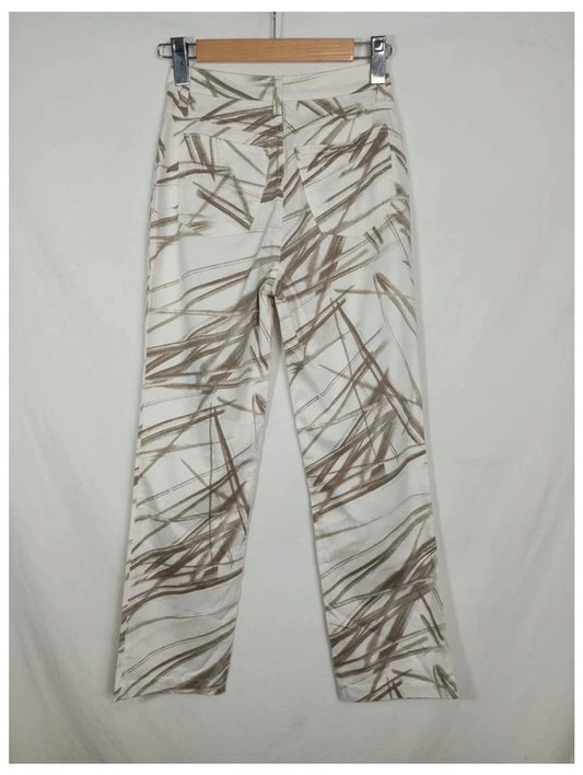pantalón blanco rayas marrones trussardi talla 24 (UK) o talla 34 España