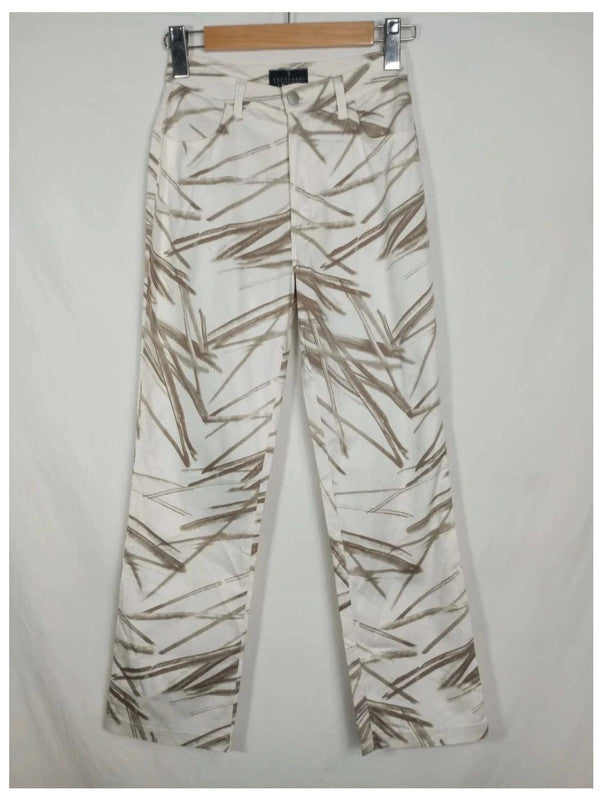 pantalón blanco rayas marrones trussardi talla 24 (UK) o talla 34 España