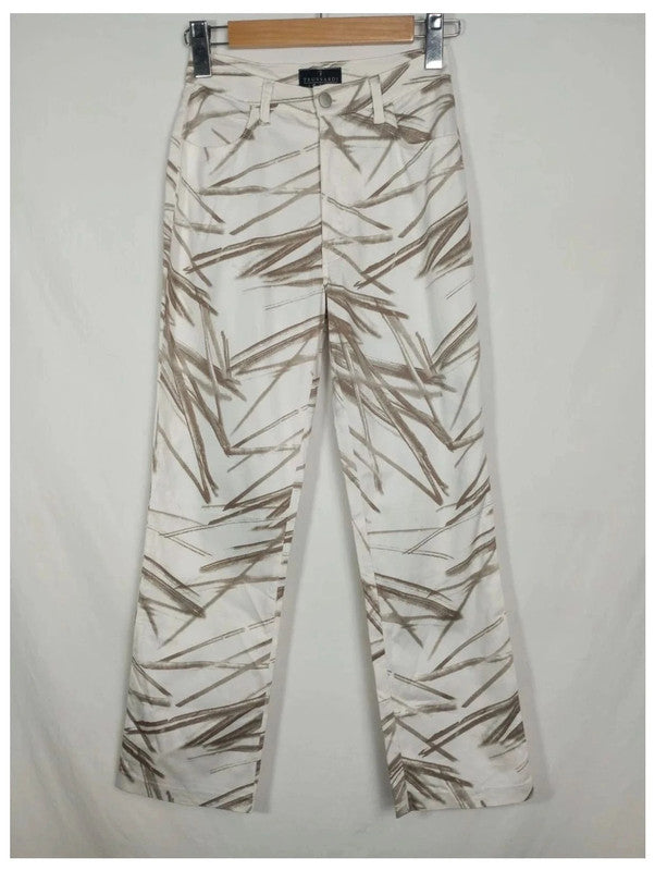 pantalón blanco rayas marrones trussardi talla 24 (UK) o talla 34 España