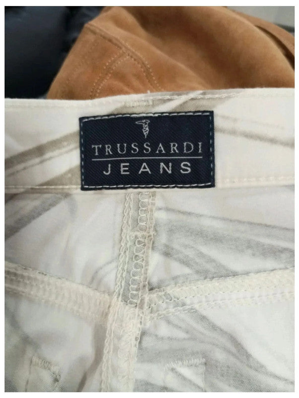 pantalón blanco rayas marrones trussardi talla 24 (UK) o talla 34 España