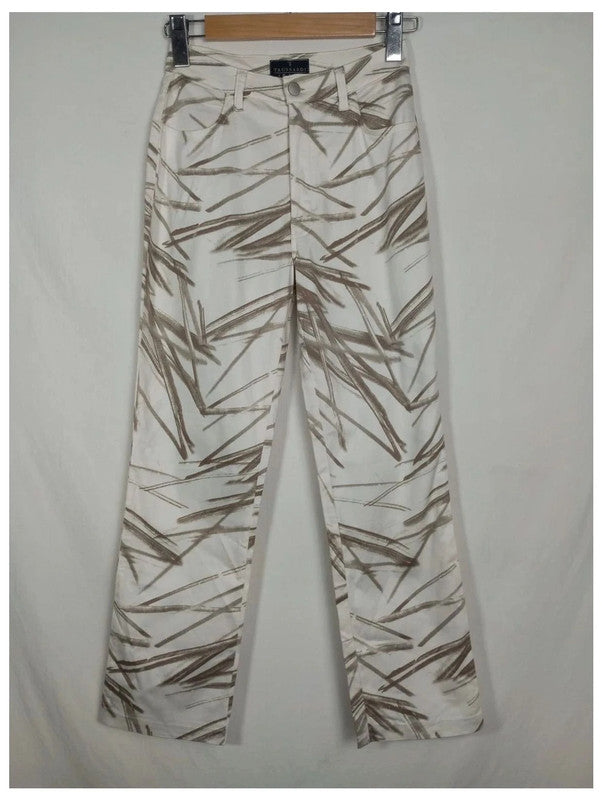 pantalón blanco rayas marrones trussardi talla 24 (UK) o talla 34 España