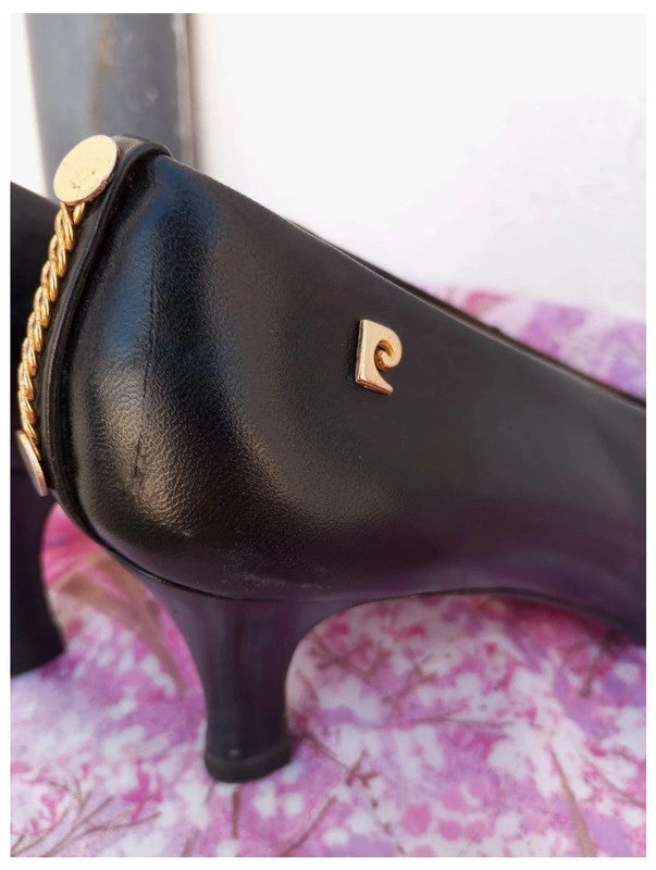 zapato de tacón cuero negro pierre cardin talla 40