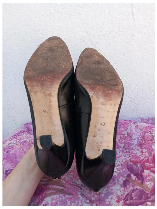 zapato de tacón cuero negro pierre cardin talla 40