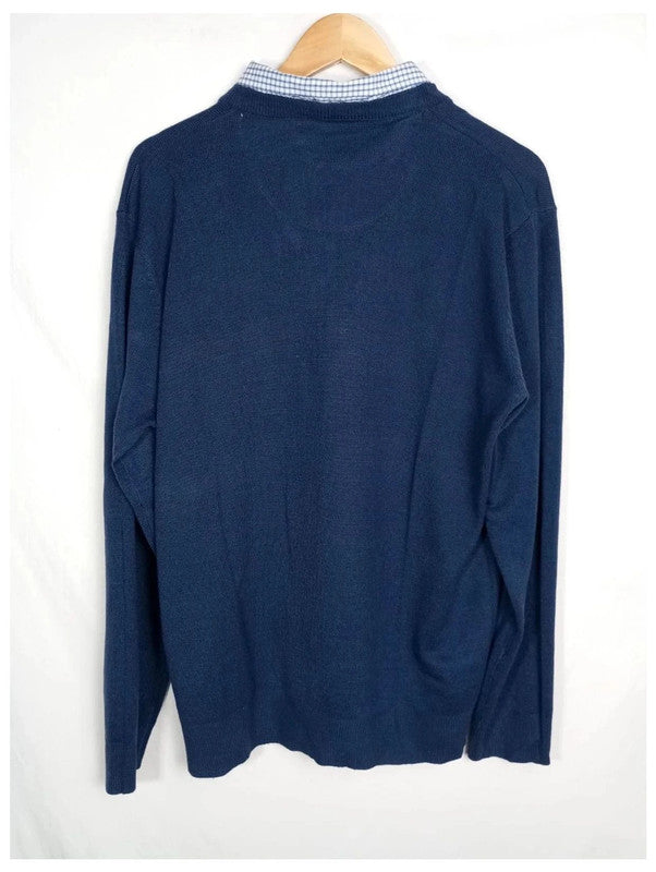 jersey pierre cardin azul marino efecto camisa talla XL