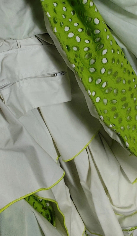 Vestido verde con ojales y flecos talla M flamenca gitana feria de abril España española