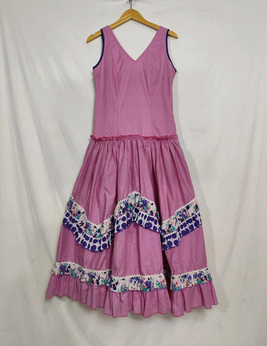 Vestido de lunares fiesta verano rosa vintage tradicional español Sevillana gitana feria de abril
