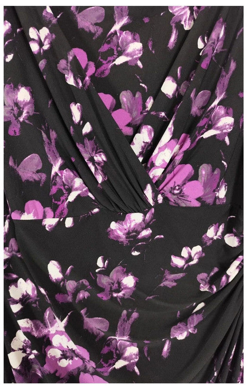 Vestido negro con flores moradas ralph Lauren talla 40