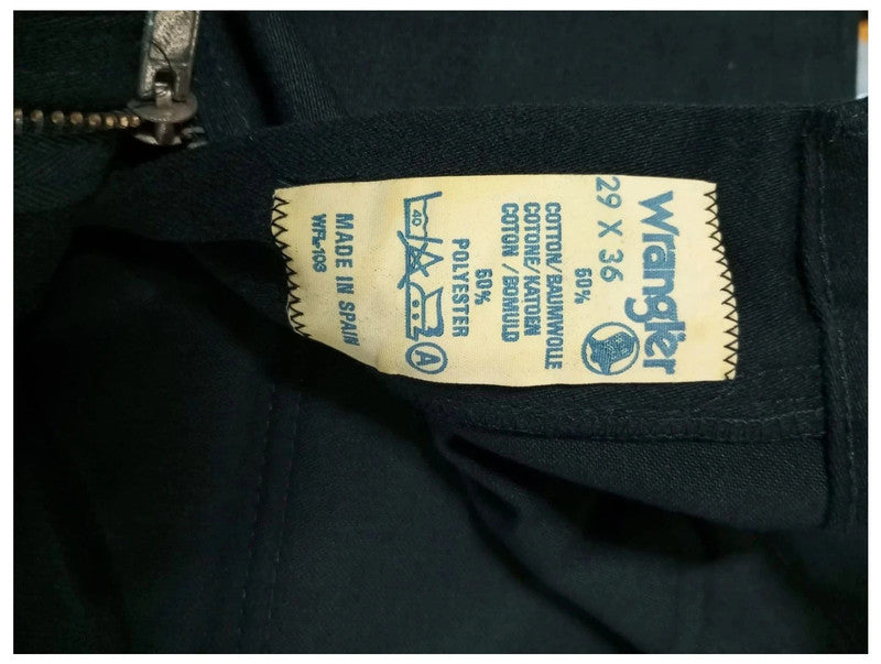 pantalón de campana deadstock vintage wrangler bluebell negro 29x36 talla 34